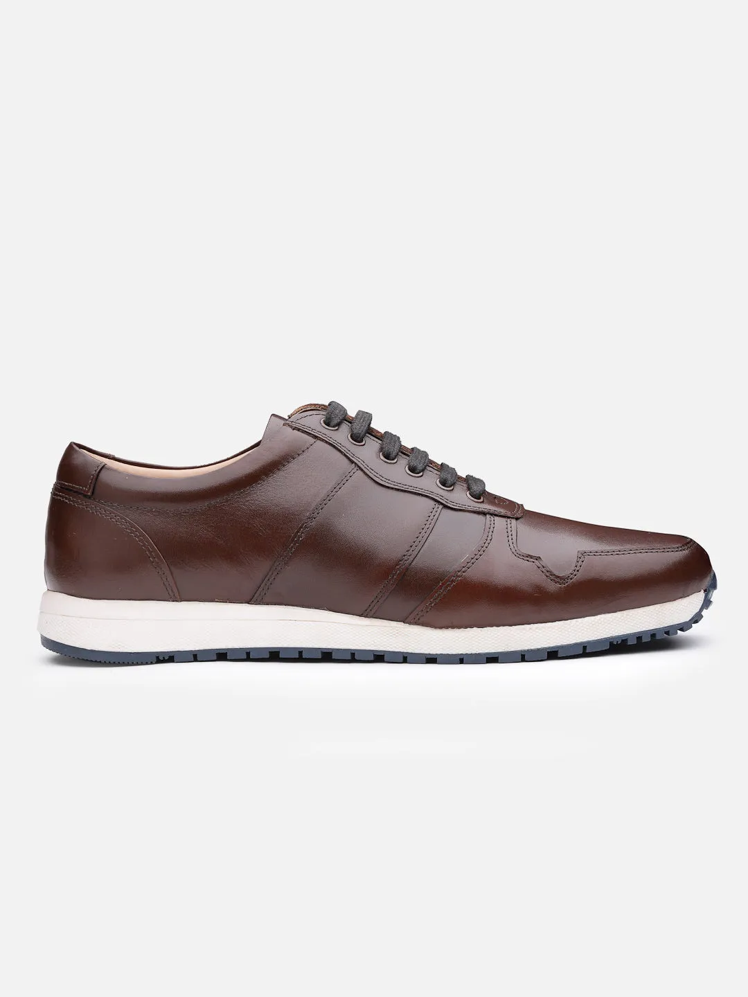 Perforated Dark Brown Leather Sneakers