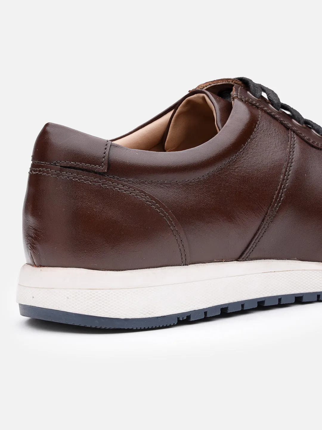 Perforated Dark Brown Leather Sneakers
