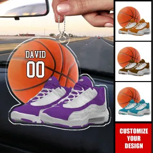 Personalized Basketball Shoes And Ball Car Ornament - Gift For Basketball Players