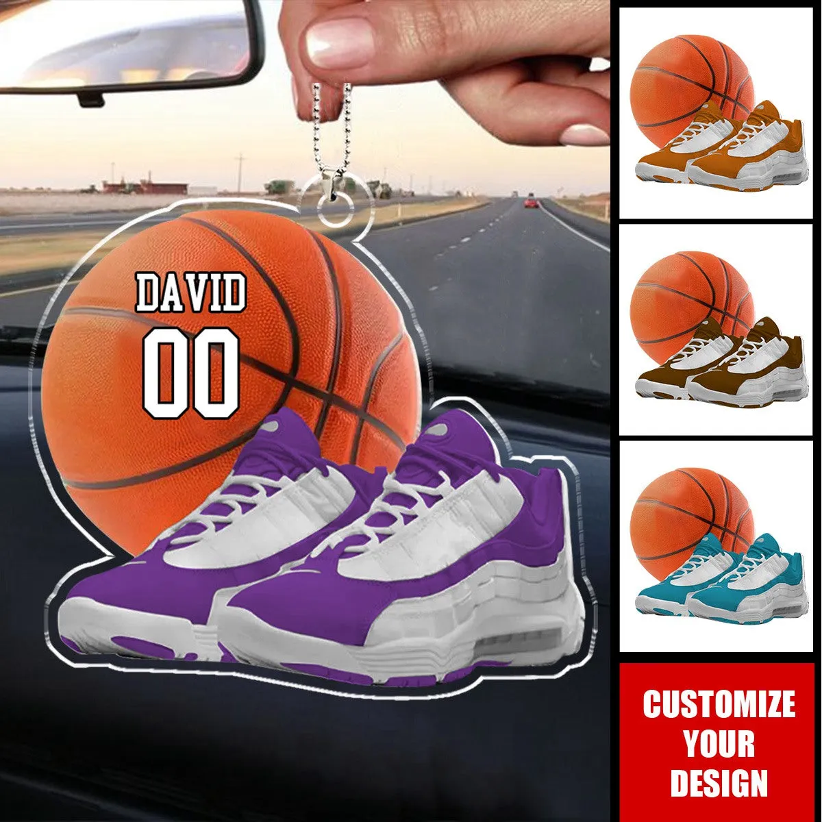 Personalized Basketball Shoes And Ball Car Ornament - Gift For Basketball Players