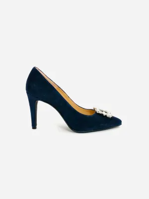 Rachels - Navy court shoe with embellishment