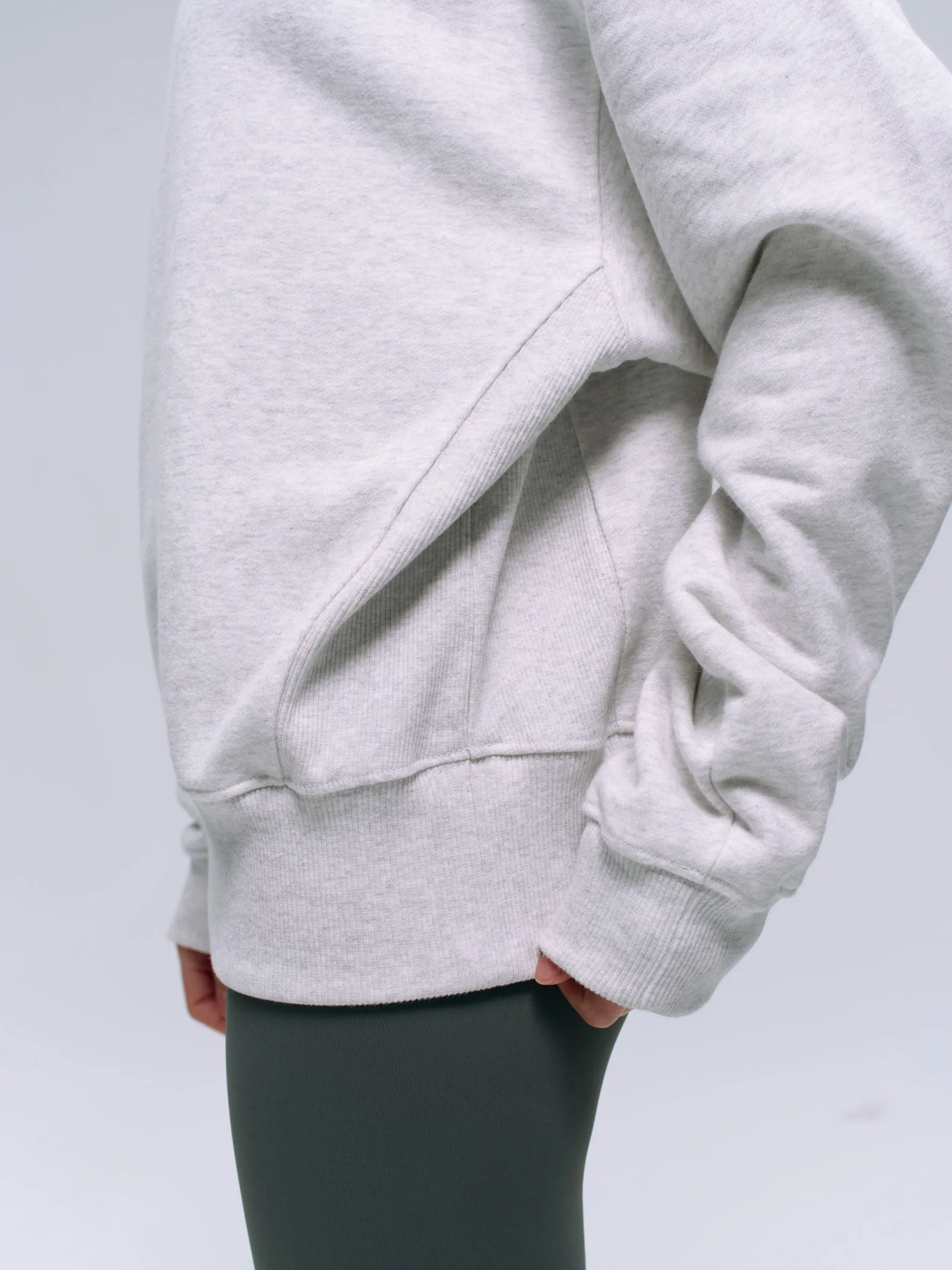 Relaxed Funnel Neck Zip Sweatshirt - Light Grey Melange