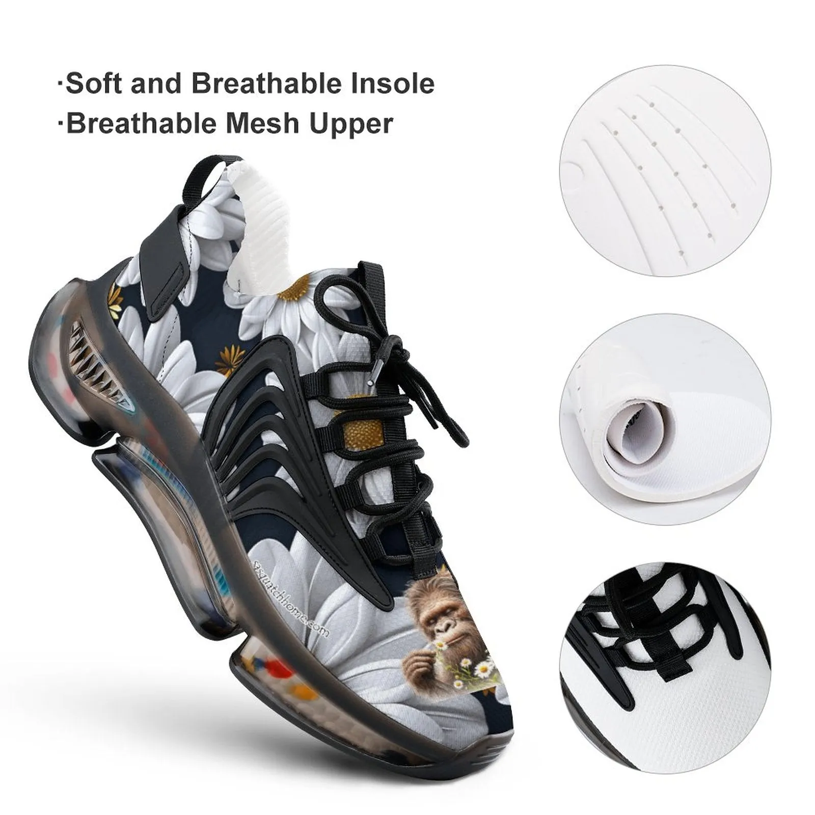 Sasquatch "smell the flowers" Men Custom Basketball Shoes with Breathable Fabric F68