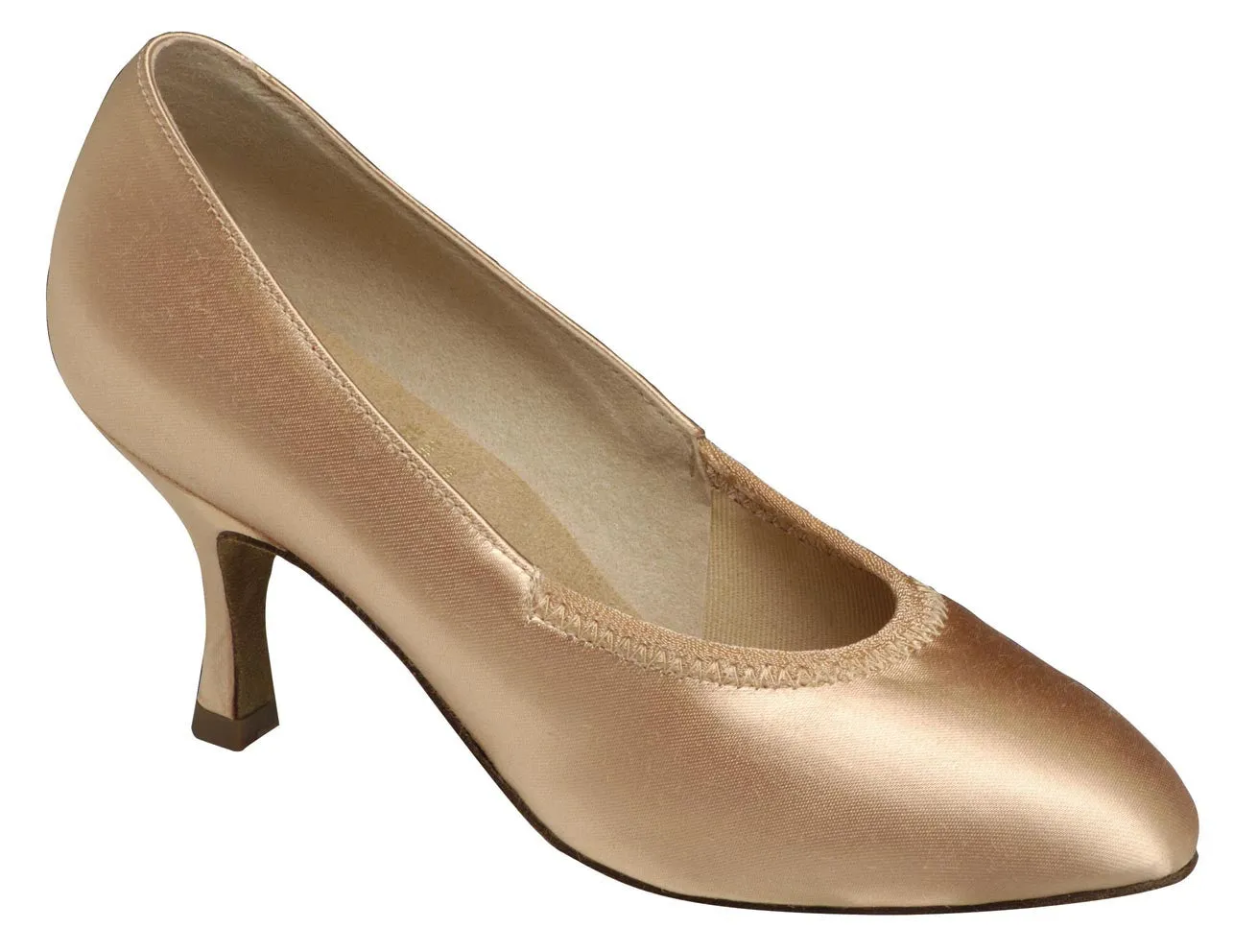 Style 1008 - Flesh Satin - 2" Flared Heel