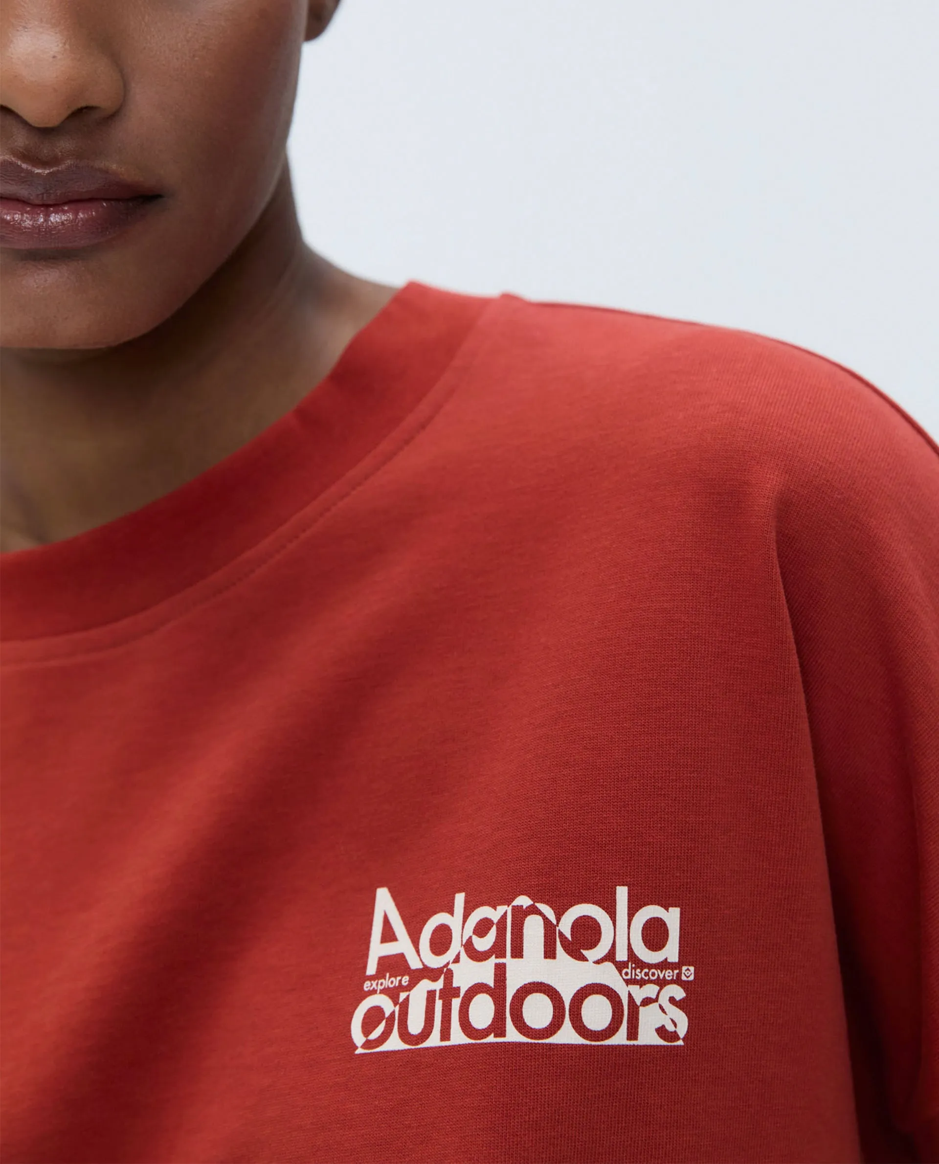 Trail Long Sleeve Oversized T-shirt - Vintage Red/Marshmallow White