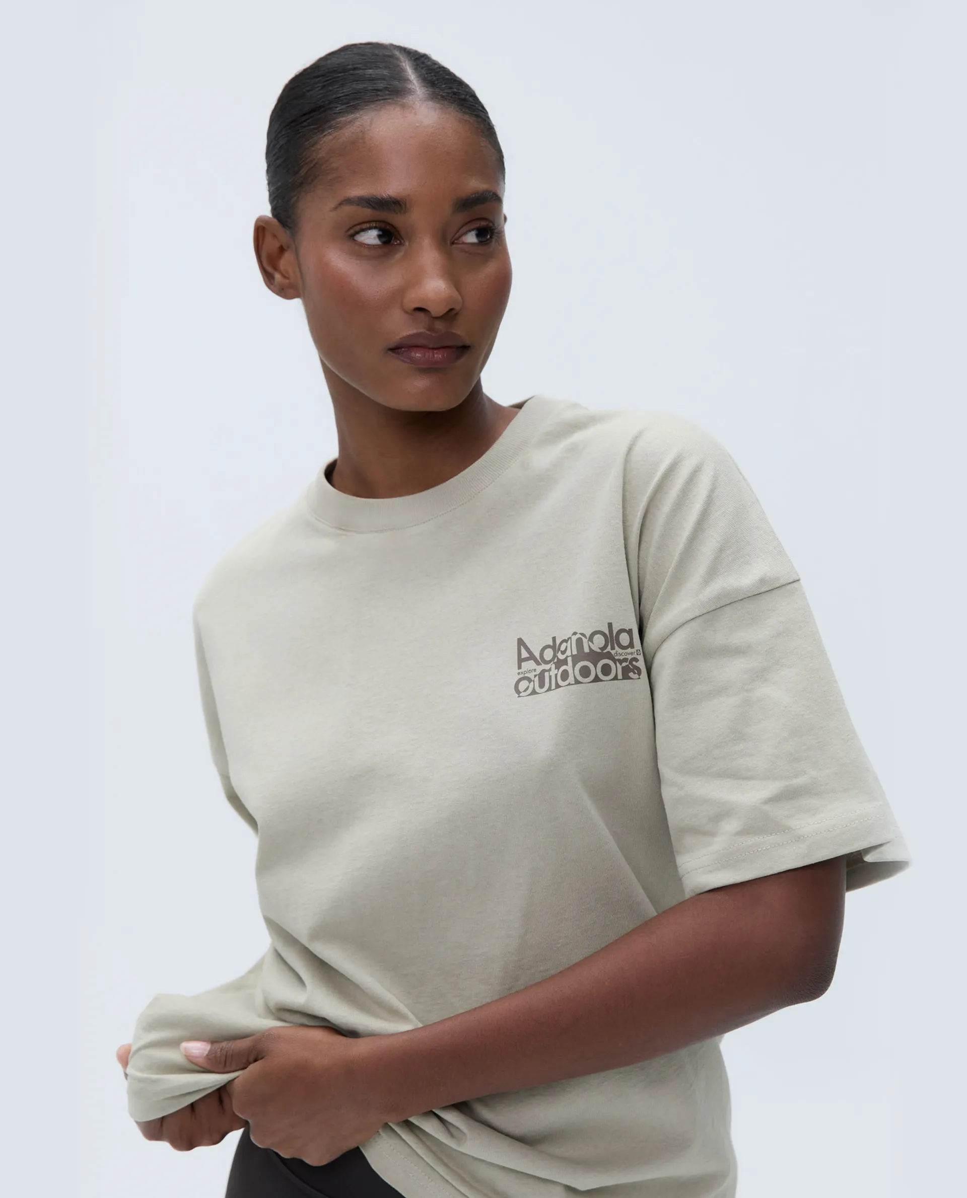 Trail Short Sleeve Drop Shoulder T-shirt - Sand/Cocoa Brown