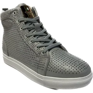 Travel Fox Men's Silver Leather High Top Sneakers 9210 65