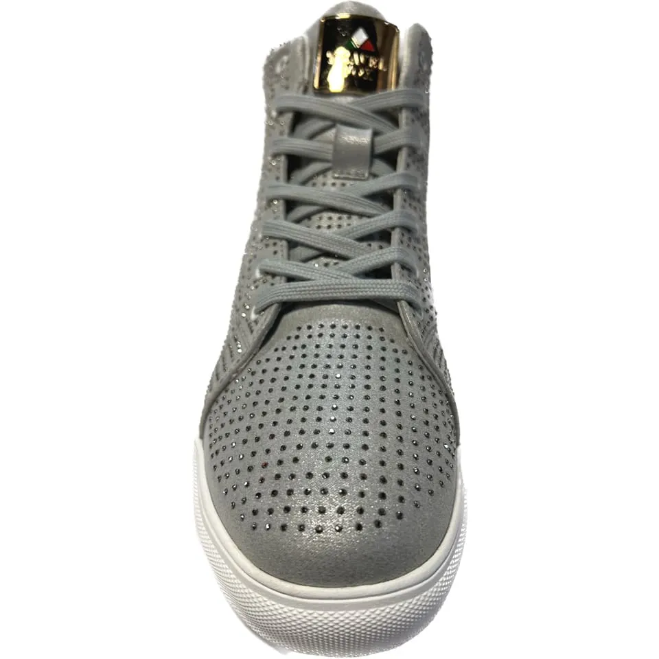 Travel Fox Men's Silver Leather High Top Sneakers 9210 65