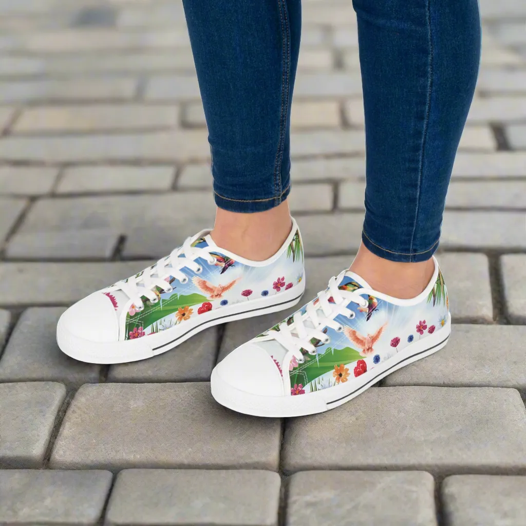 Tropical Birds Women's Low Top Sneakers Breathable Polyester Canvas, Lightweight Stylish Comfortable All-Day Wear, Perfect for Walking and Everyday Activities