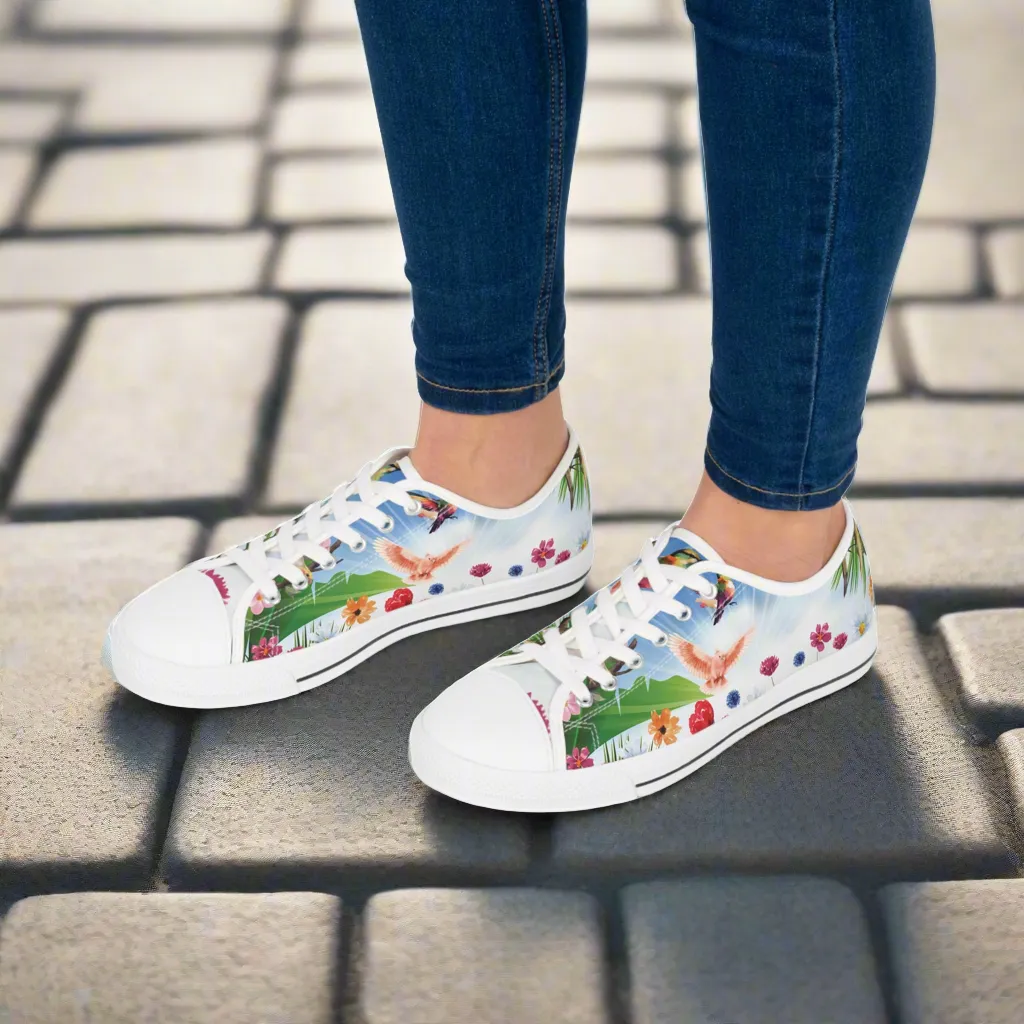 Tropical Birds Women's Low Top Sneakers Breathable Polyester Canvas, Lightweight Stylish Comfortable All-Day Wear, Perfect for Walking and Everyday Activities