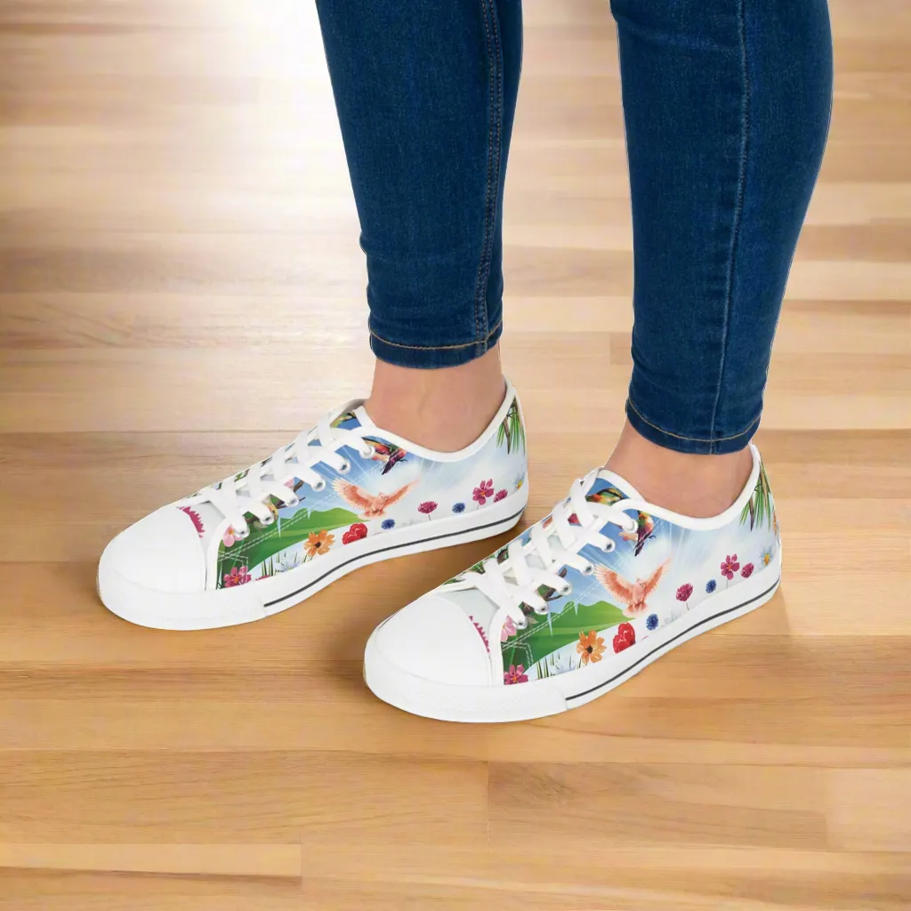 Tropical Birds Women's Low Top Sneakers Breathable Polyester Canvas, Lightweight Stylish Comfortable All-Day Wear, Perfect for Walking and Everyday Activities
