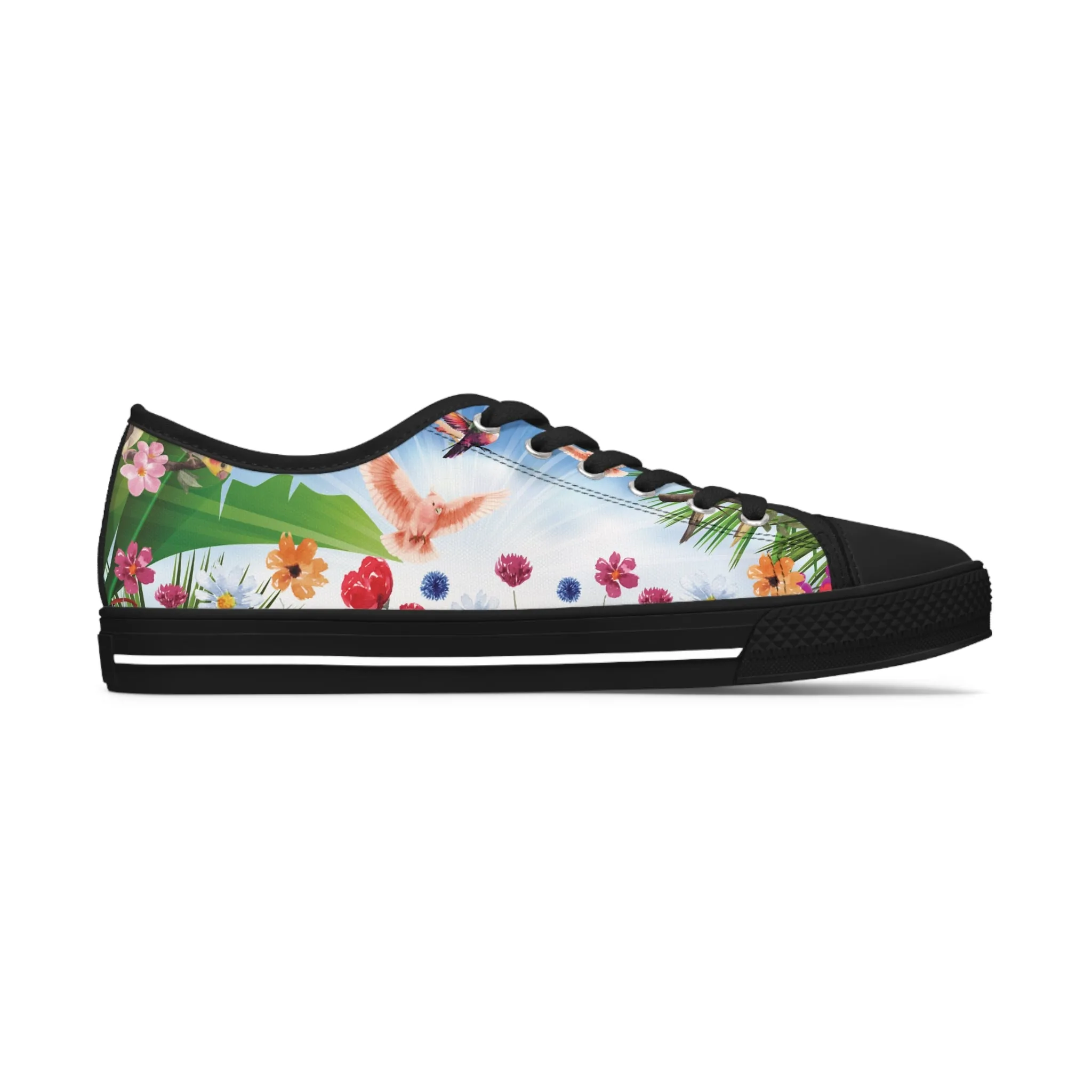 Tropical Birds Women's Low Top Sneakers Breathable Polyester Canvas, Lightweight Stylish Comfortable All-Day Wear, Perfect for Walking and Everyday Activities