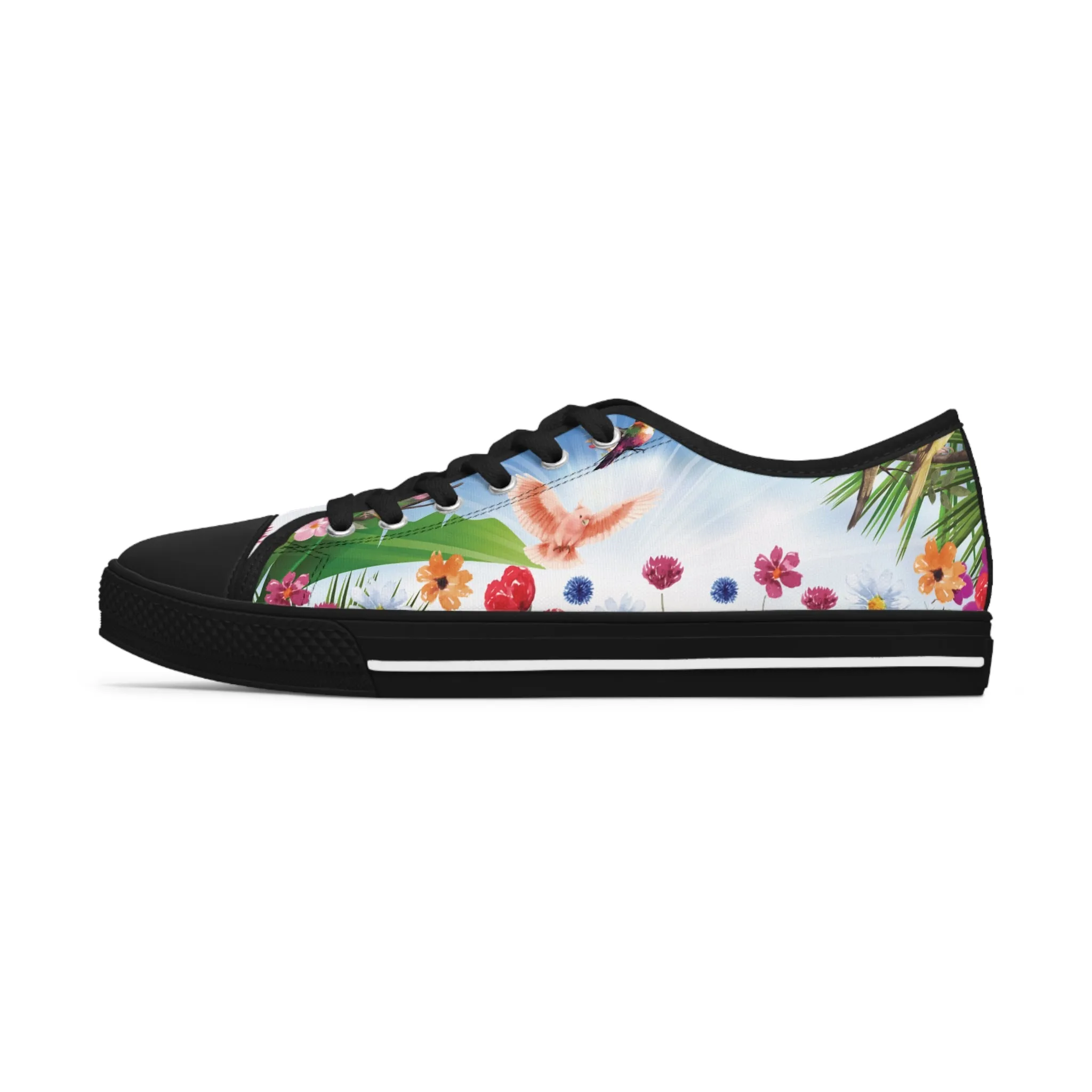 Tropical Birds Women's Low Top Sneakers Breathable Polyester Canvas, Lightweight Stylish Comfortable All-Day Wear, Perfect for Walking and Everyday Activities