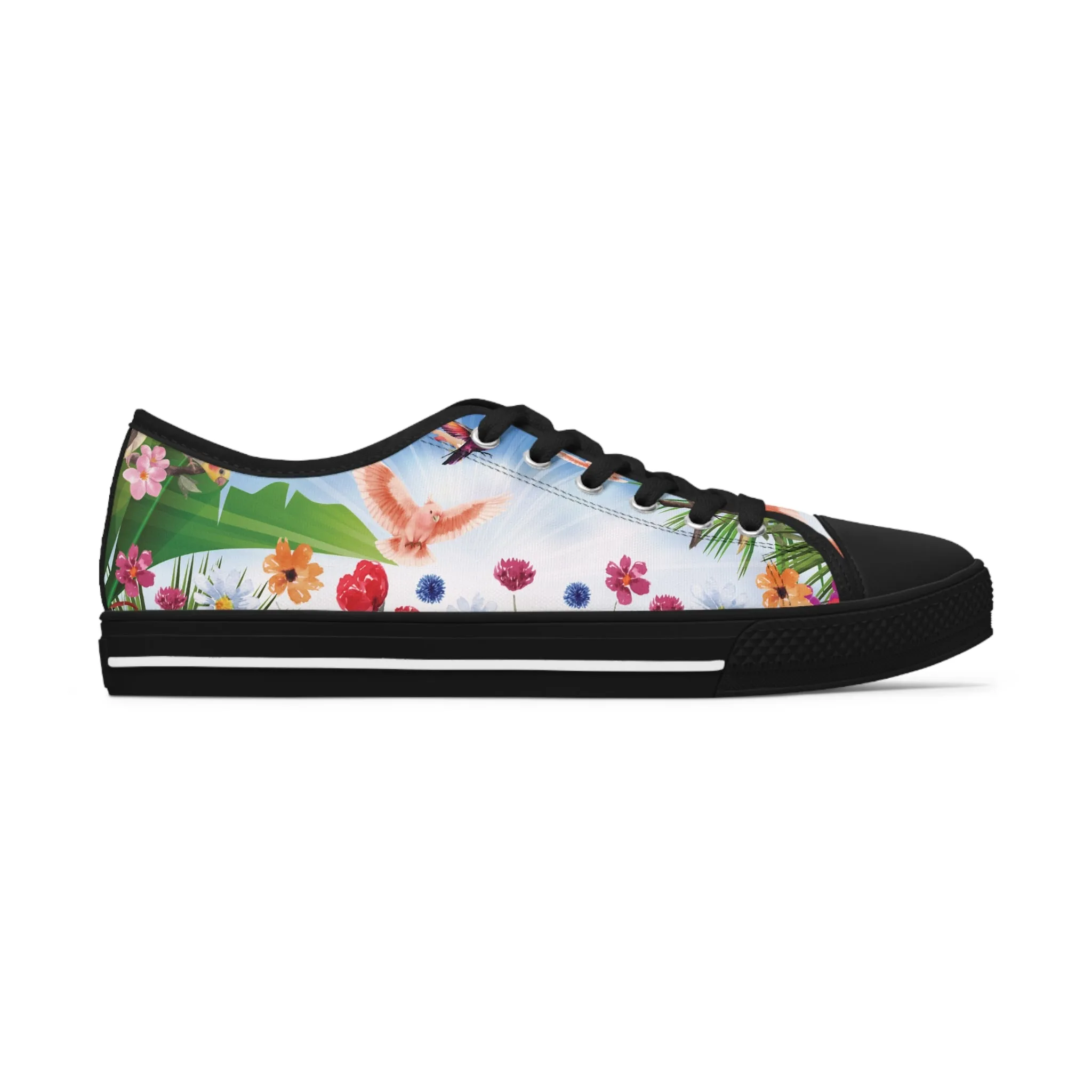 Tropical Birds Women's Low Top Sneakers Breathable Polyester Canvas, Lightweight Stylish Comfortable All-Day Wear, Perfect for Walking and Everyday Activities