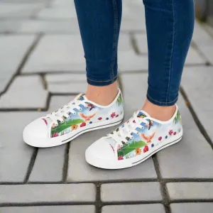 Tropical Birds Women's Low Top Sneakers Breathable Polyester Canvas, Lightweight Stylish Comfortable All-Day Wear, Perfect for Walking and Everyday Activities
