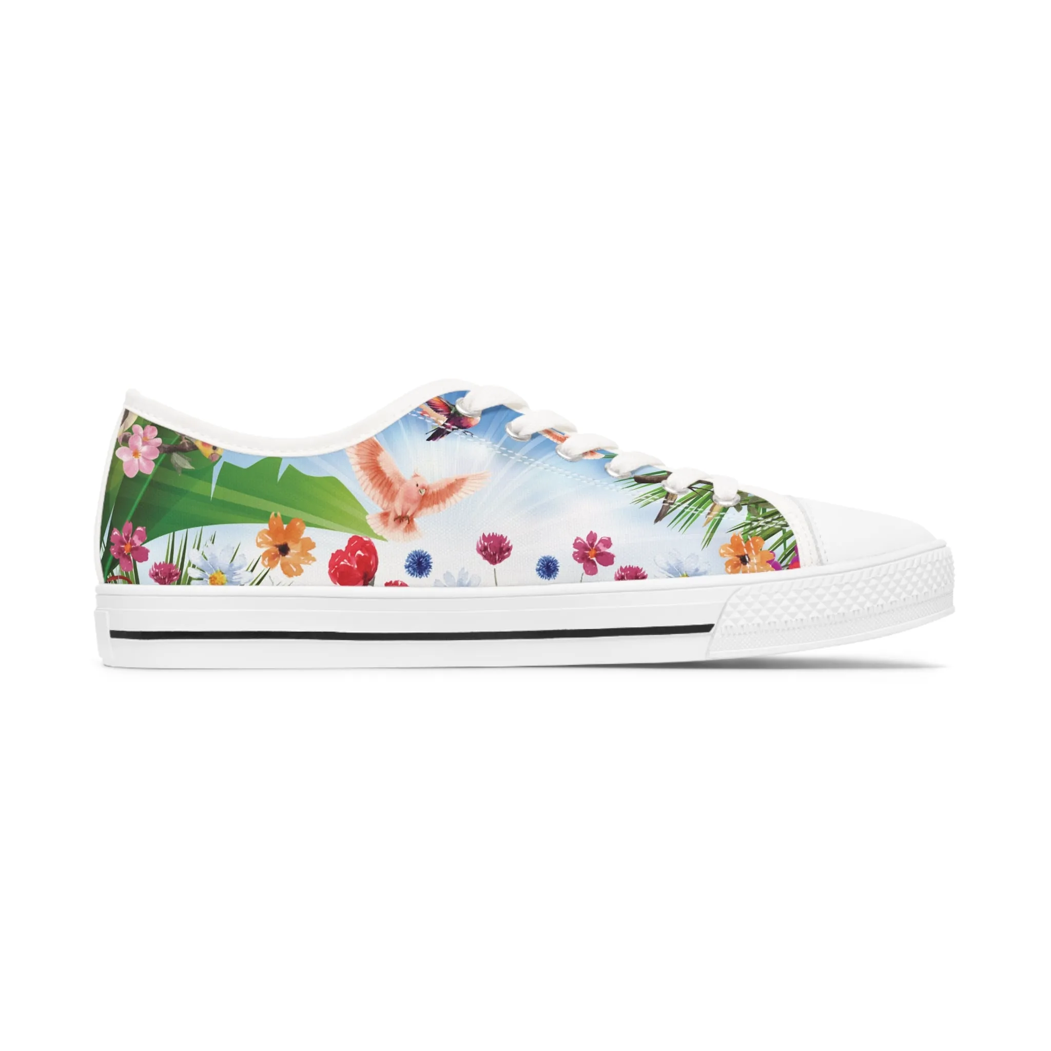 Tropical Birds Women's Low Top Sneakers Breathable Polyester Canvas, Lightweight Stylish Comfortable All-Day Wear, Perfect for Walking and Everyday Activities