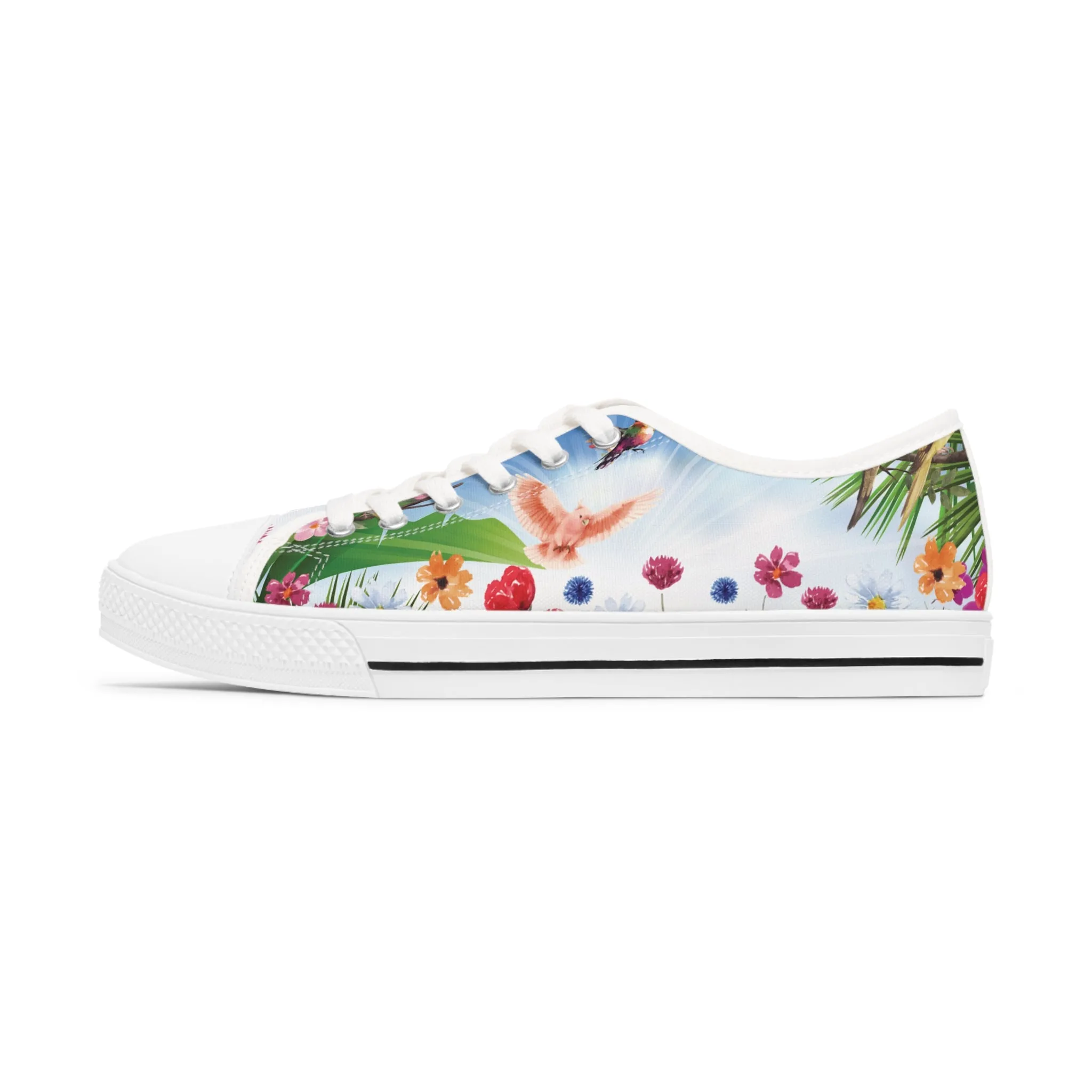 Tropical Birds Women's Low Top Sneakers Breathable Polyester Canvas, Lightweight Stylish Comfortable All-Day Wear, Perfect for Walking and Everyday Activities