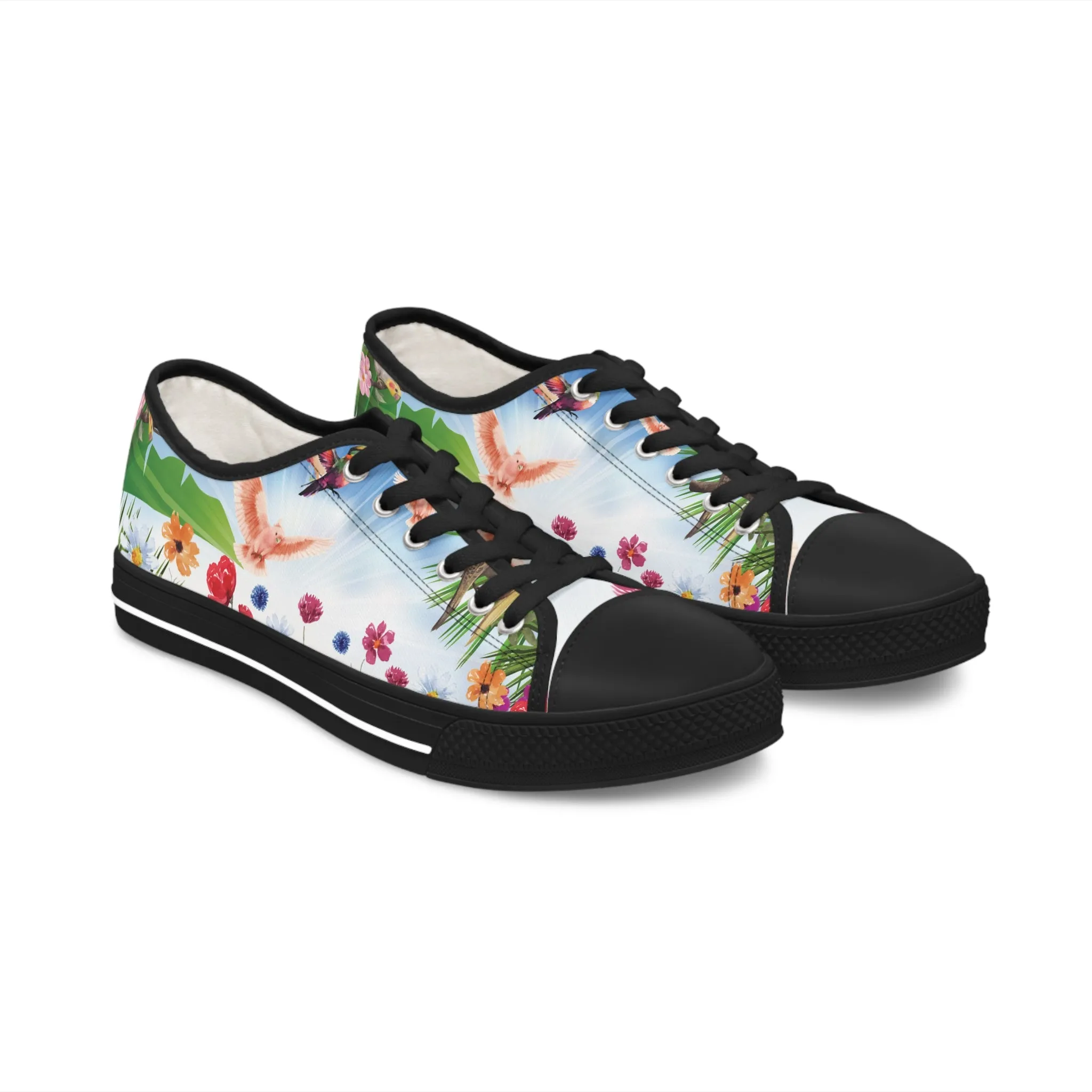 Tropical Birds Women's Low Top Sneakers Breathable Polyester Canvas, Lightweight Stylish Comfortable All-Day Wear, Perfect for Walking and Everyday Activities