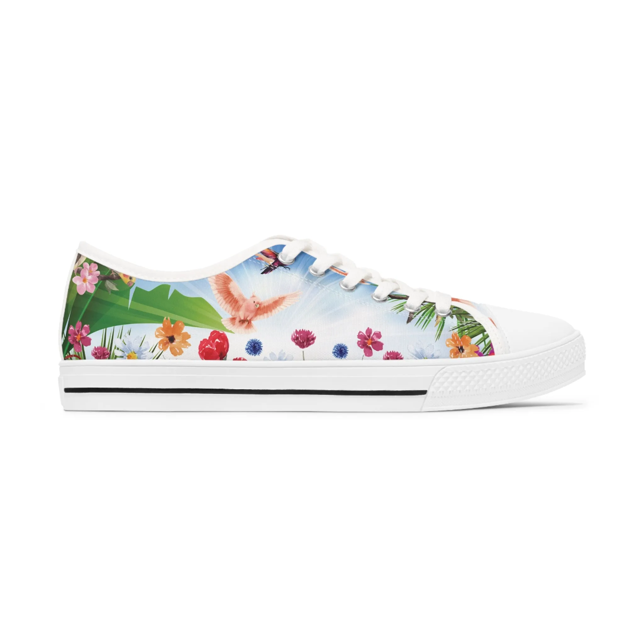 Tropical Birds Women's Low Top Sneakers Breathable Polyester Canvas, Lightweight Stylish Comfortable All-Day Wear, Perfect for Walking and Everyday Activities