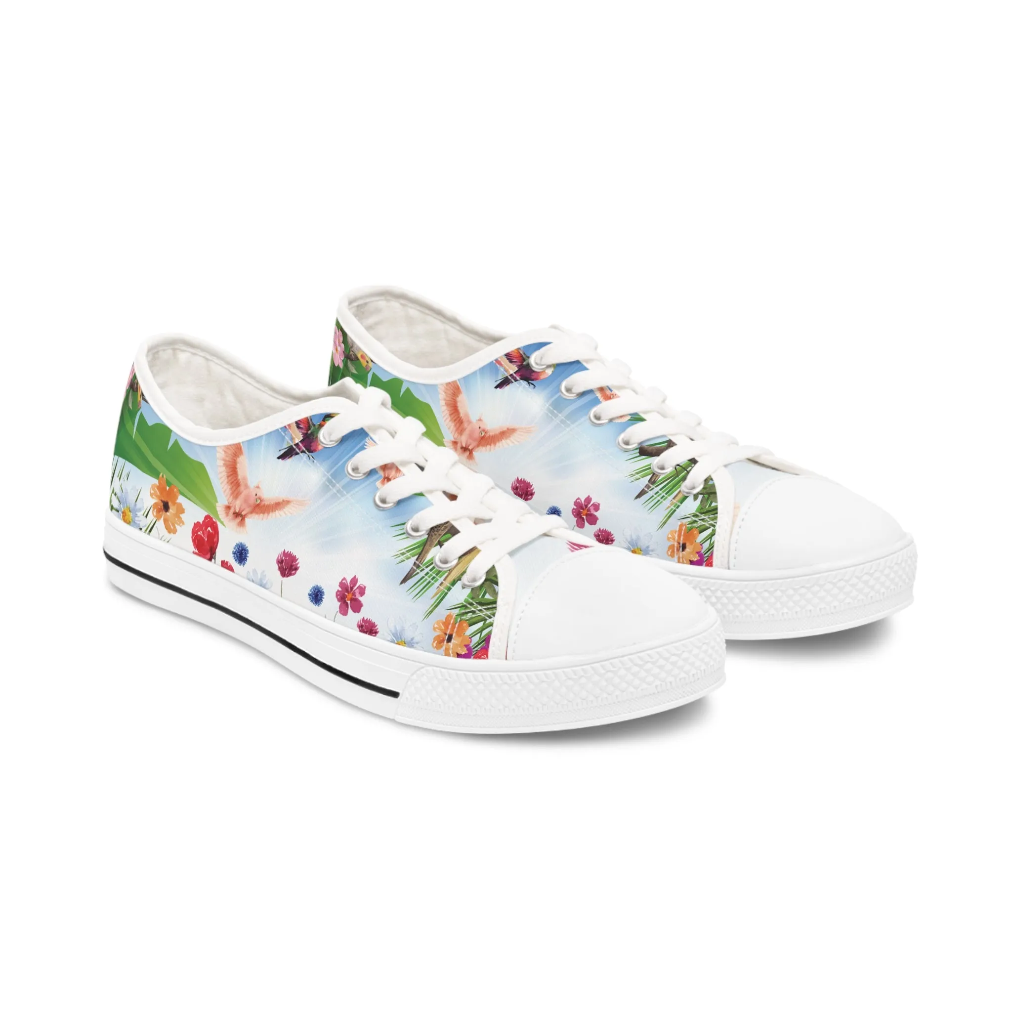 Tropical Birds Women's Low Top Sneakers Breathable Polyester Canvas, Lightweight Stylish Comfortable All-Day Wear, Perfect for Walking and Everyday Activities
