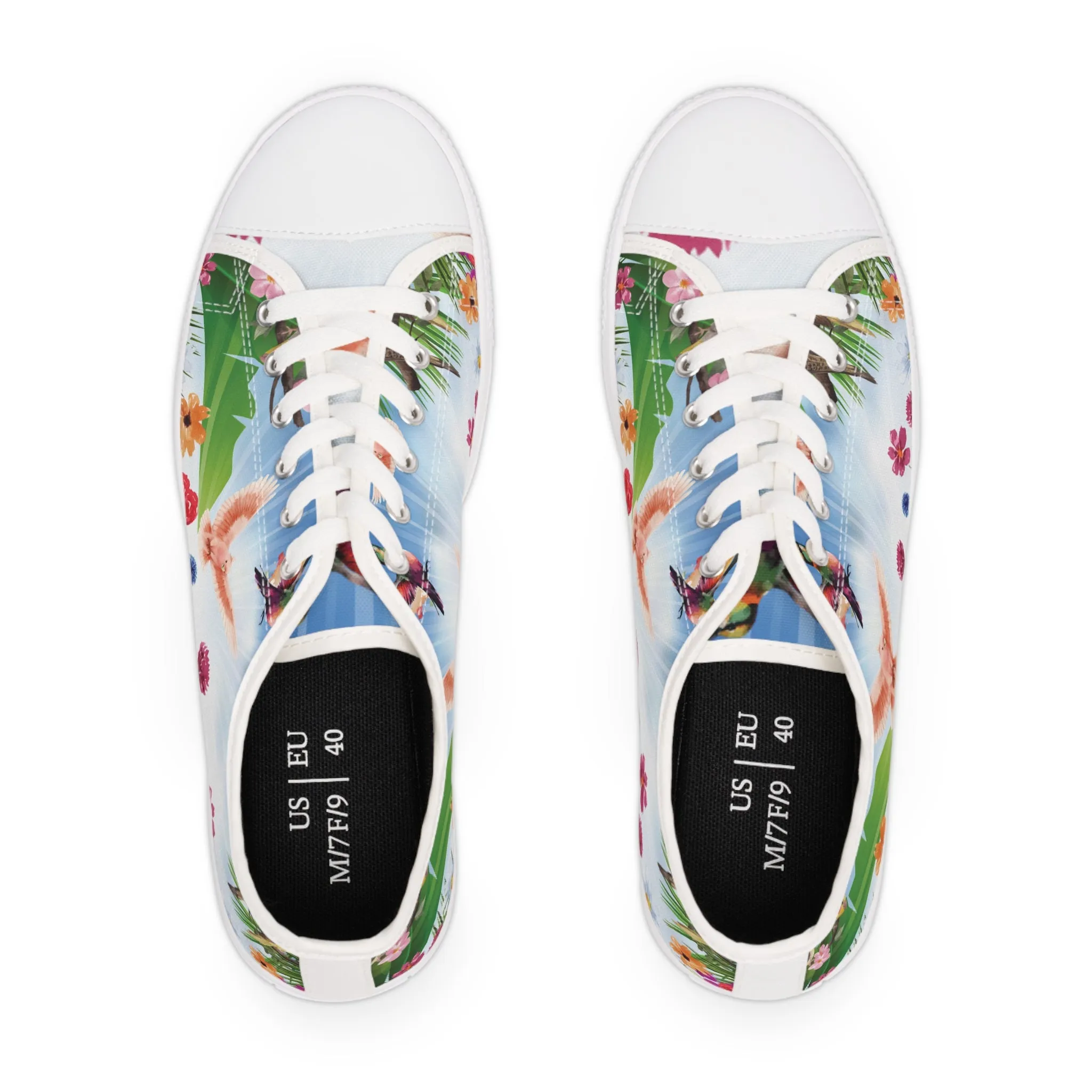 Tropical Birds Women's Low Top Sneakers Breathable Polyester Canvas, Lightweight Stylish Comfortable All-Day Wear, Perfect for Walking and Everyday Activities