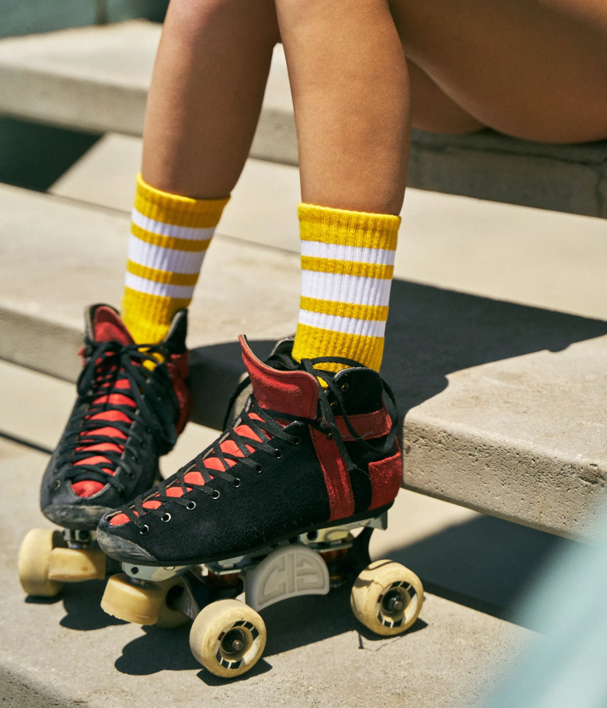 White Striped Socks | Gold