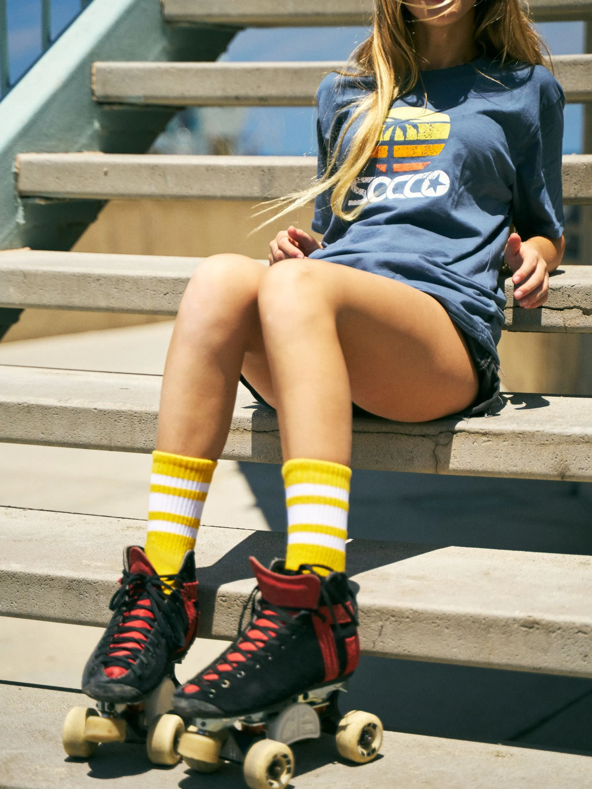 White Striped Socks | Gold