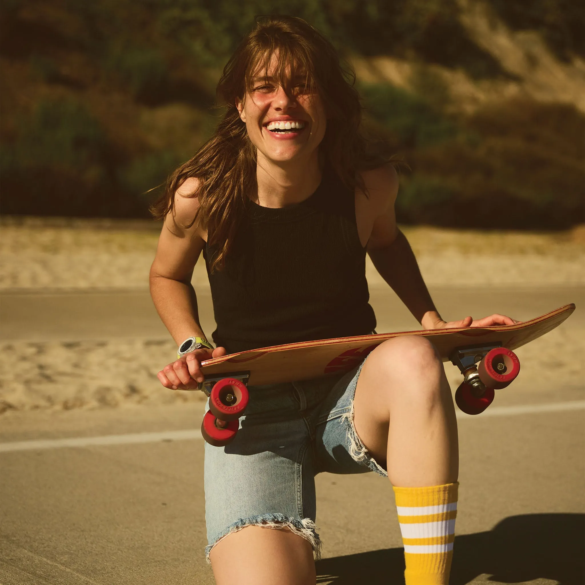 White Striped Socks | Gold