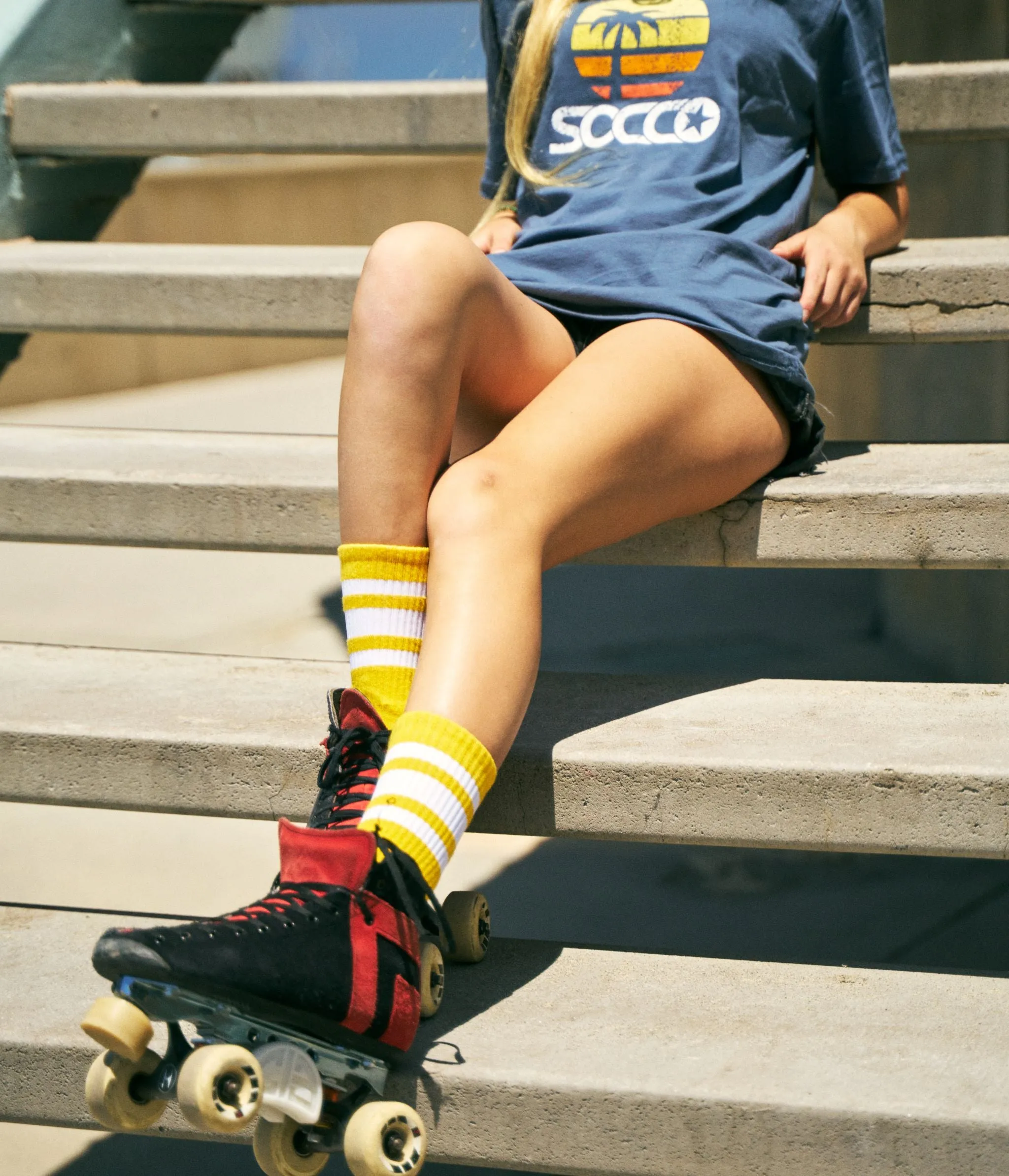 White Striped Socks | Gold