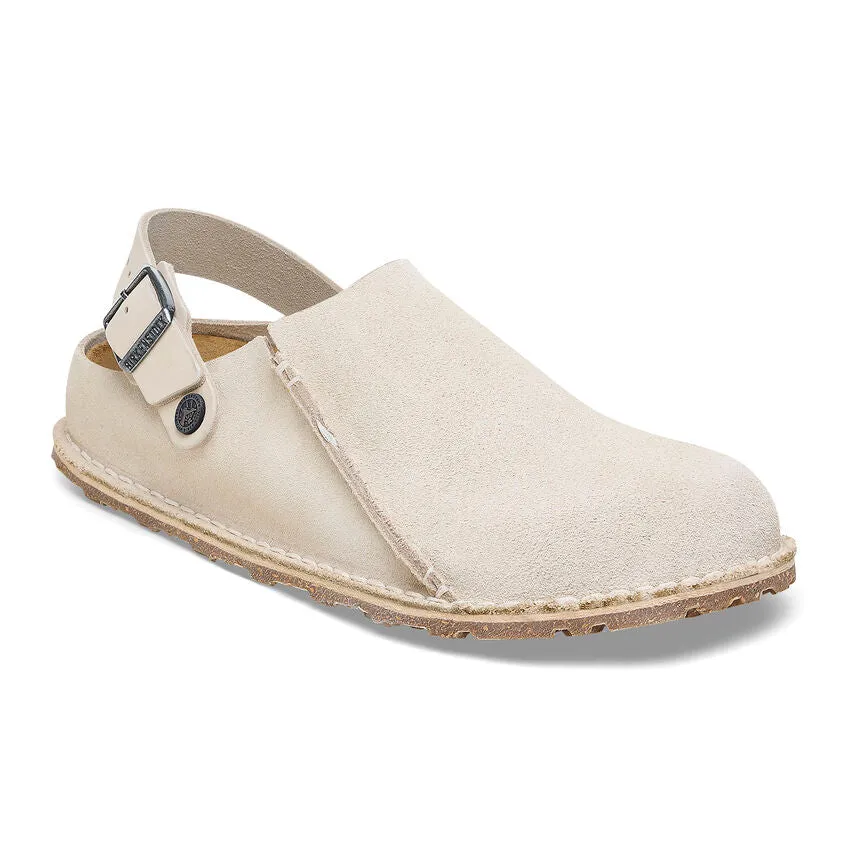 Women's Birkenstock Lutry Premium Suede Narrow 1026346B Color: Eggshell