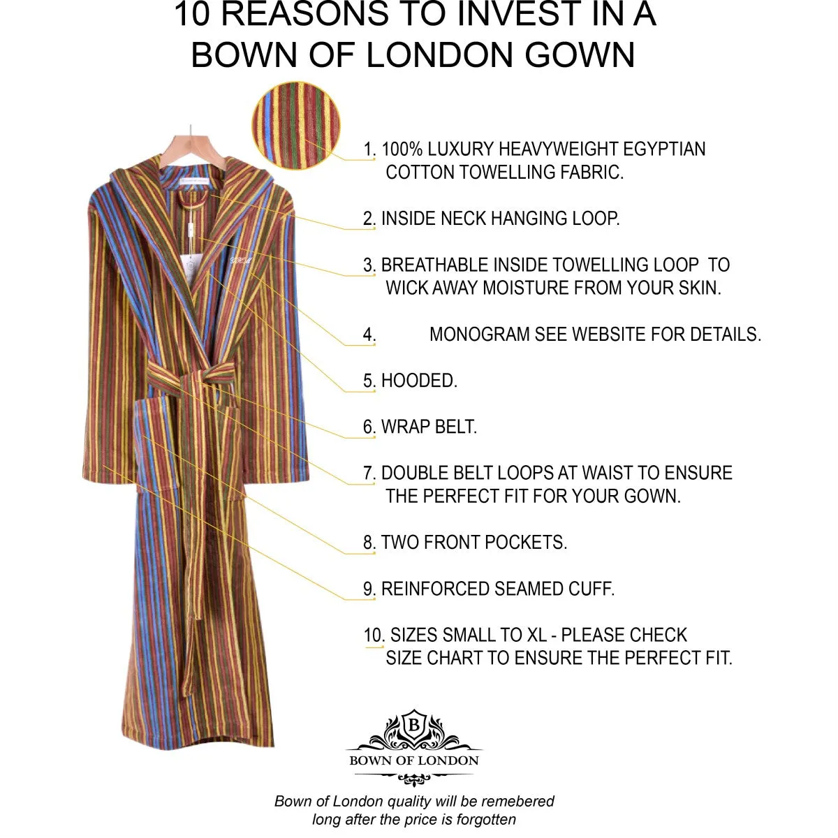 Women's Hooded Striped Robe - Savernake