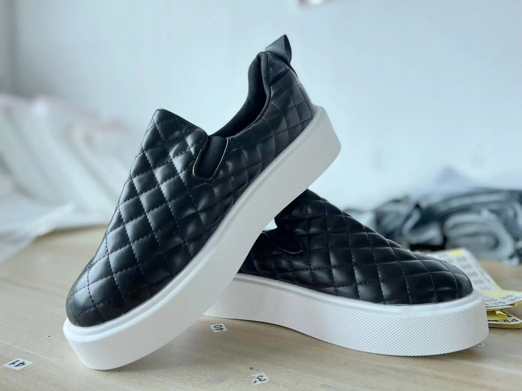 Women's quilted platform sneakers | Slip on round toe shoes for summer