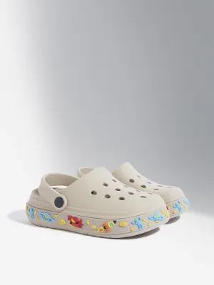 Yellow Beige Space Applique Clogs